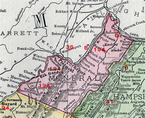 Mineral County, West Virginia 1911 Map by Rand McNally, Keyser ...