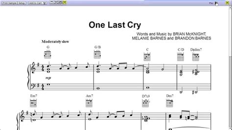 One Last Cry by Brian McKnight - Piano Sheet Music:Teaser - YouTube