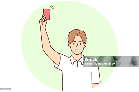 Angry Male Referee Show Red Card Stock Illustration - Download Image ...