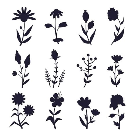 Free Vector | Flat design flower silhouettes