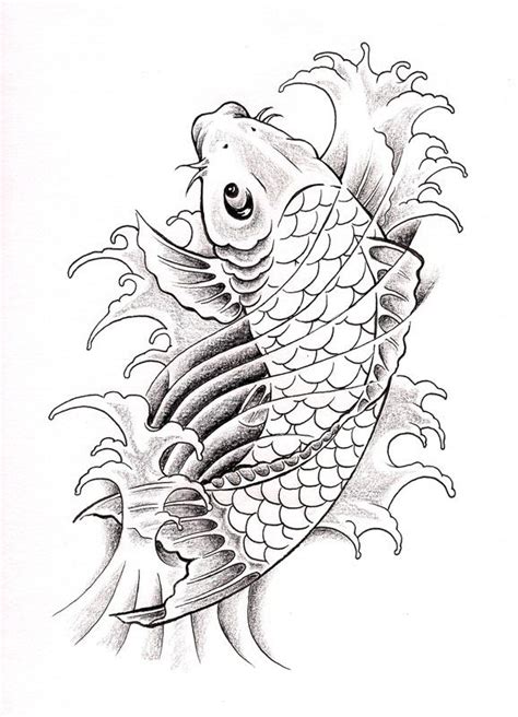 Koi Fish Tattoo Design Outline