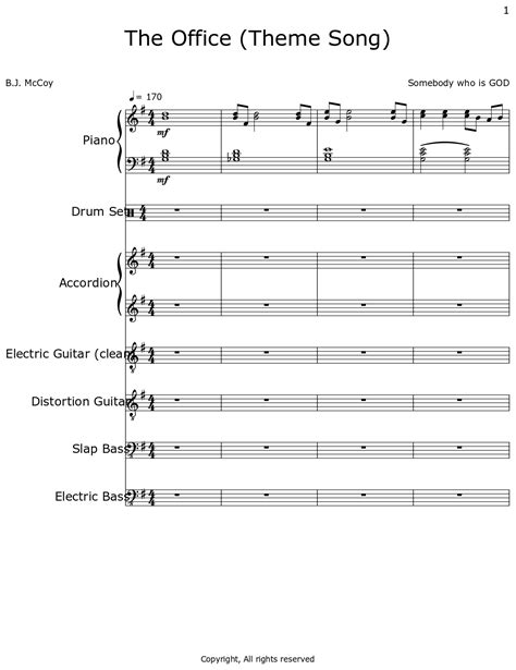 The Office (Theme Song) - Sheet music for Piano, Accordion, Electric ...