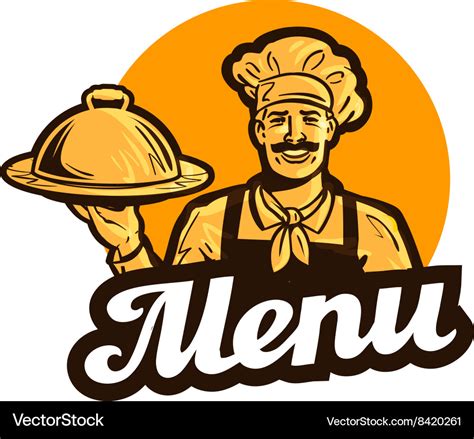 Restaurant cafe logo menu dish food Royalty Free Vector