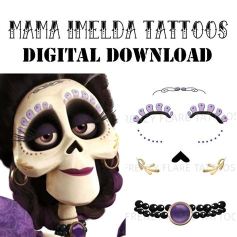 Mama Imelda Temporary Tattoo Designs From Coco Movie. Digital Download ...