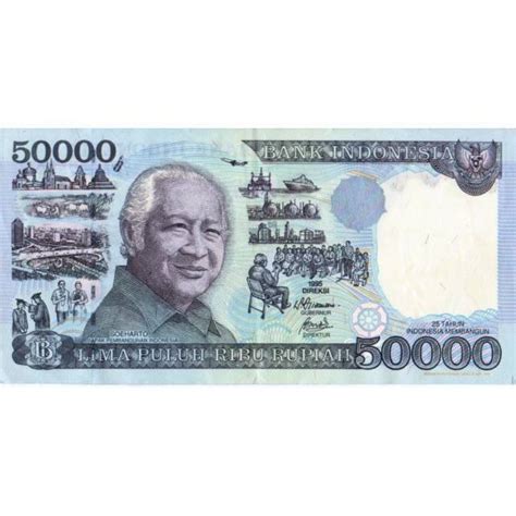 Jual Uang Kertas Kuno 50000 Rupiah Soeharto Uang Lama 50 ribu Suharto ...