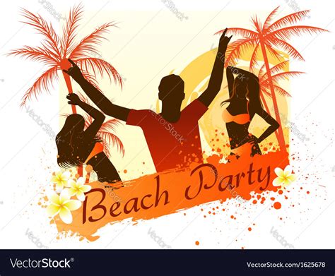 Beach party background with people Royalty Free Vector Image