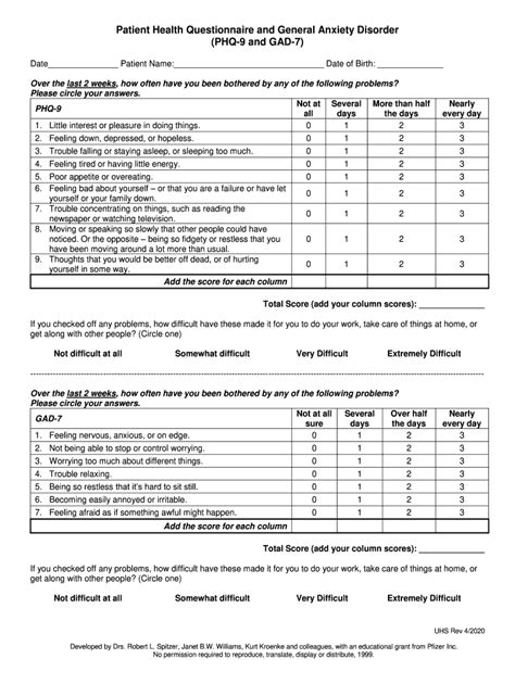 Phq 9 Gad 7 Word Document - Fill Online, Printable, Fillable, Blank ...