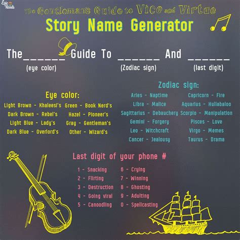 The Gentleman's Guide To Vice and Virtue Story Name Generator! | Epic ...