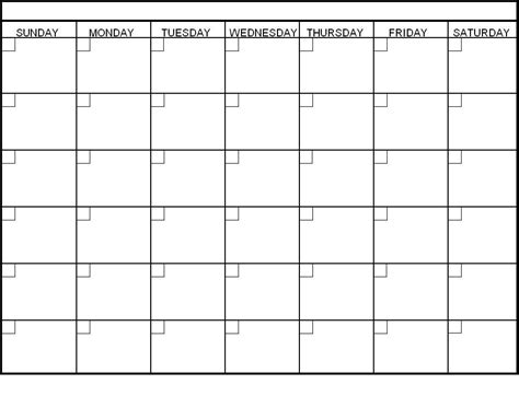 Blank Calendar Template Free Printable