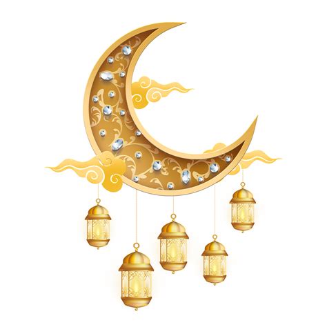 Islamic Decoration Ramadan Eid Mubarak Golden Crescent 3D Lantern ...