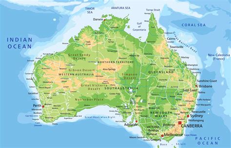 Map of Australia, 4k, geographical map, continent map, oceans ...