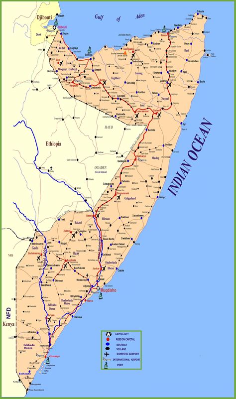 Large detailed map of Somalia with cities and towns - Ontheworldmap.com