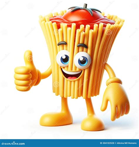 3D Funny Cartoon of Spaghetti Food. Healthy Food Tradition Stock ...