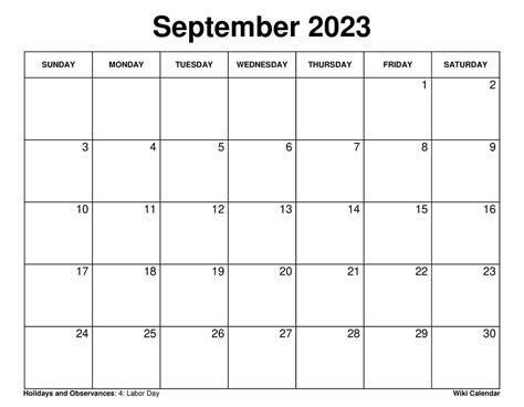 September 2023 Calendar Printable Free Wiki - Get Latest Map Update