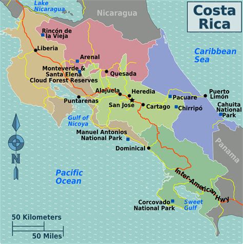 Online Map Of Costa Rica | Map of Atlantic Ocean Area