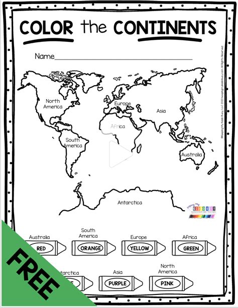 7 Continents Printable Free - Mark Wilson's Kids Worksheets