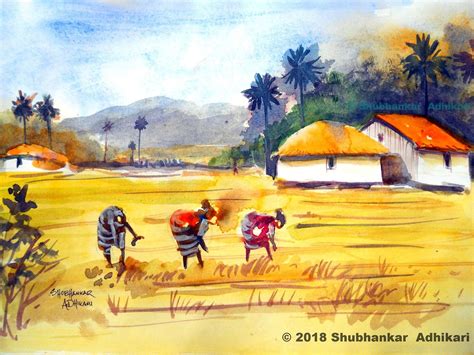 Shubhankar Adhikari Fine Art: Rural landscape ..........a village scene