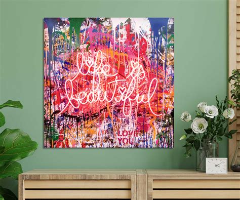 Mr Brainwash Life is beautiful Brainwash Heart Contemporary | Etsy