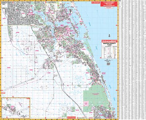 Martin County WALL Map, Florida, America.