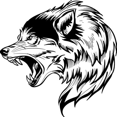 Wolf drawing black wolf facing left wild animal sticker - TenStickers