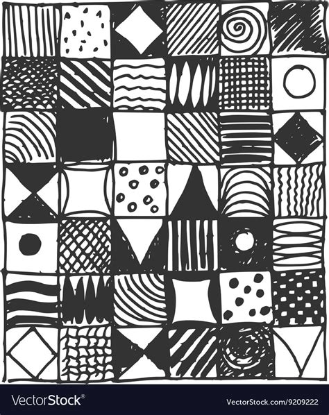 Collection of hand drawn doodle square pattern Vector Image