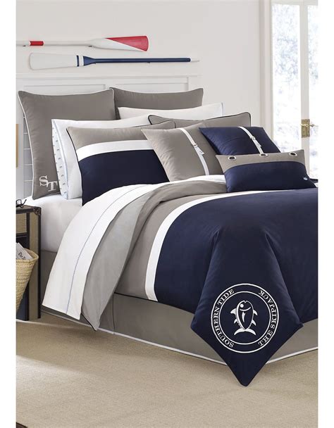 Southern Tide® Starboard Comforter Set in Navy, Grey and White | Eco ...