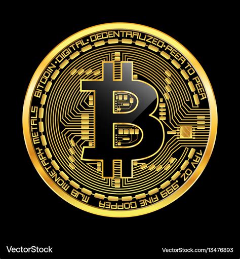 Crypto currency bitcoin golden symbol Royalty Free Vector