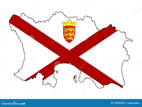 Outline of the Channel Island of Jersey with Flag Inset Stock Vector ...