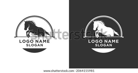 Black White Jumping Horse Vector Logo Stock Vector (Royalty Free ...