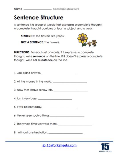 Sentence Structure Worksheets - 15 Worksheets.com