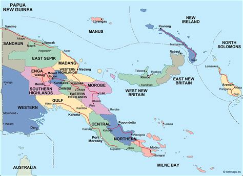 World Map Showing New Guinea - United States Map