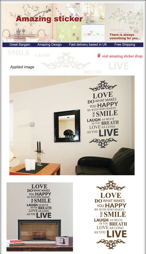 Live Love Laugh Family Smile Happy Art Wall Quotes / Wall Stickers ...