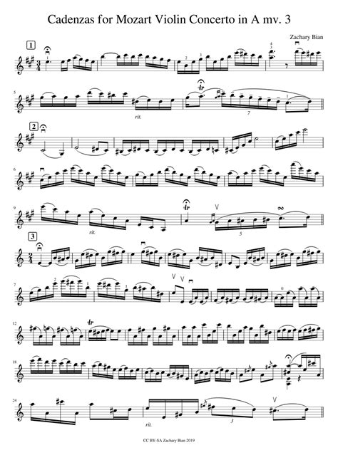 Mozart Violin Concerto 5 - Mv3 Custom Cadenzas Sheet music for Violin ...