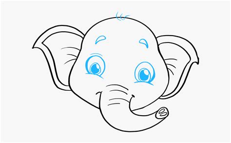 How To Draw Baby Elephant - Draw A Baby Elephant Face, HD Png Download ...