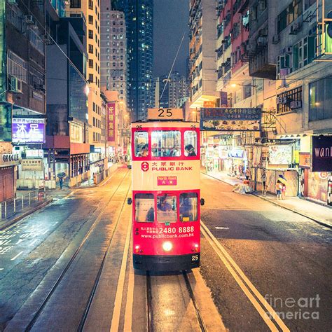 Hong Kong Tram At Night Photograph by Tuimages