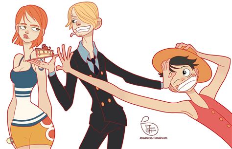 Jessica Madorran: Fan Art - One Piece - Nami, Sanji, and Luffy