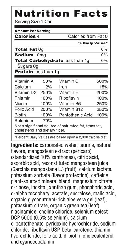 Nos Energy Drink Nutrition Facts Label | Blog Dandk