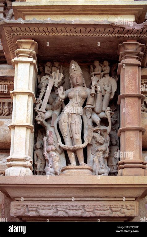 Sculptures on the wall of Hindu temple, Khajuraho, Madhya Pradesh ...