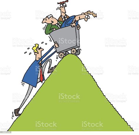 Over The Hill Stock Illustration - Download Image Now - Pushing ...