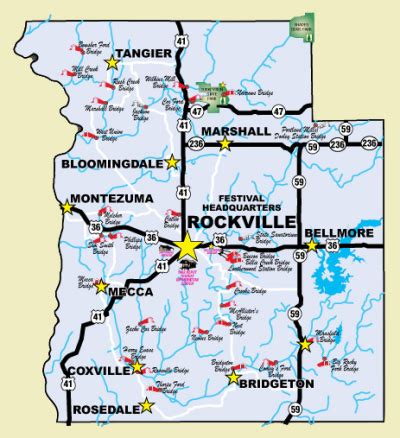 Parke County Covered Bridge Route Map - Map Of West