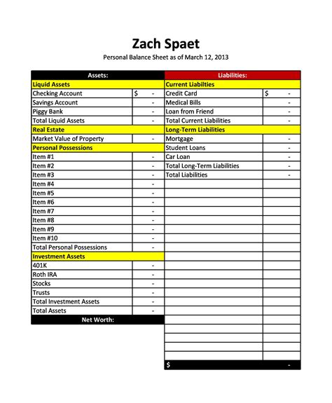 Does Excel Have A Balance Sheet Template - prntbl ...