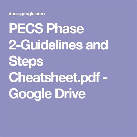 PECS Phase 2-Guidelines and Steps Cheatsheet.pdf - Google Drive | Pecs ...