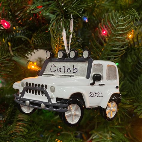 White Jeep 4X4 Personalized Christmas Ornament White | Personalized ...