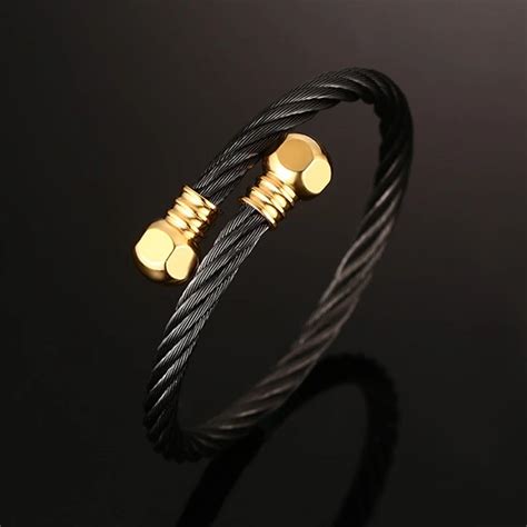 Celtic Black Stainless Steel Twisted Cable Bracelet for Men Cuff Bangle ...