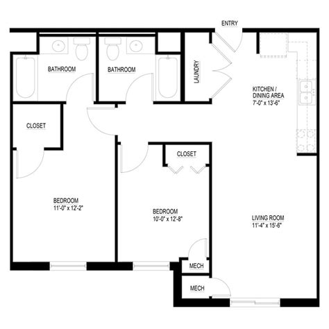 2 Bedroom Floor Plan With Dimensions | Viewfloor.co