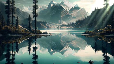 Lake and Mountain in Snow Live Wallpaper