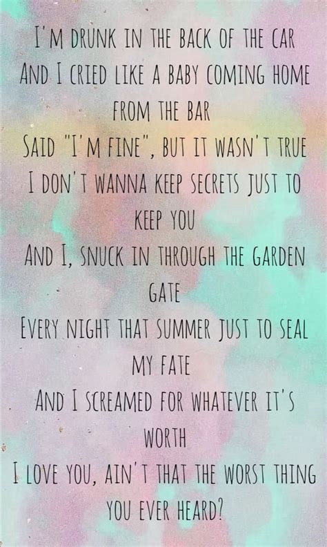 Taylor Swift - Cruel summer | Taylor swift lyrics, Taylor lyrics ...