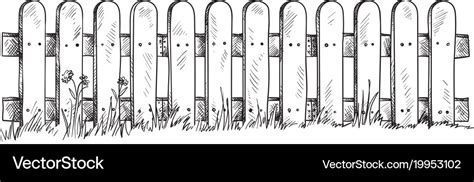 Wooden sketch fence Royalty Free Vector Image - VectorStock