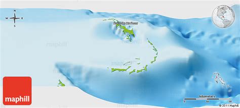 Physical Panoramic Map of Berry Islands