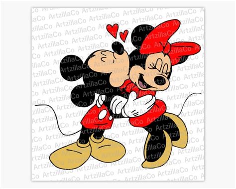 Mickey Mouse and Minnie Mouse Kiss LOVE Digital Download - Etsy